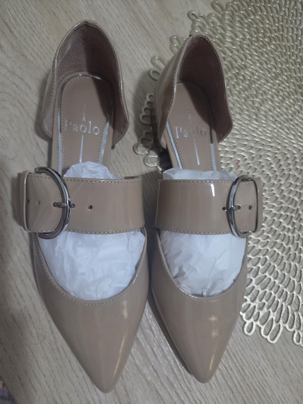 Paolo Nude Patent Pointed-Toe Buckle Maryjanes  Beautiful and super comfortable